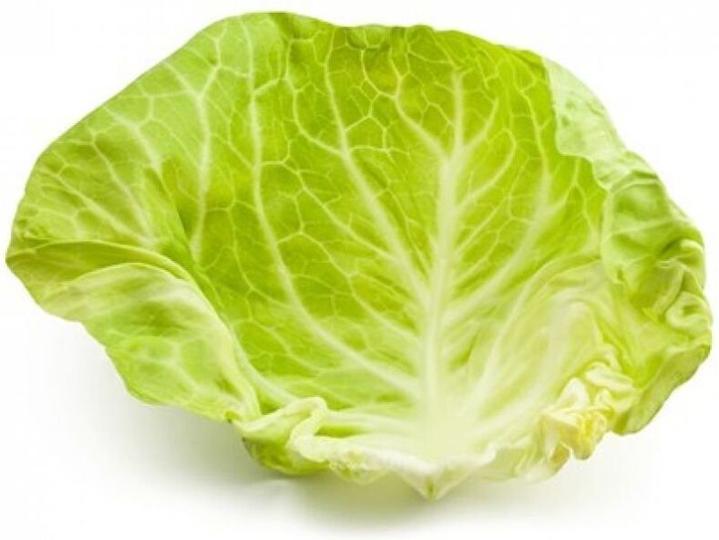 Ein auf den Hals aufgetragenes Kohlblatt lindert Schmerzen aufgrund von Osteochodrose.